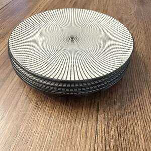 Royal Norfolk Black/White Dashed Line 7.5” Salad/Dessert Plates Set of 5 EUC